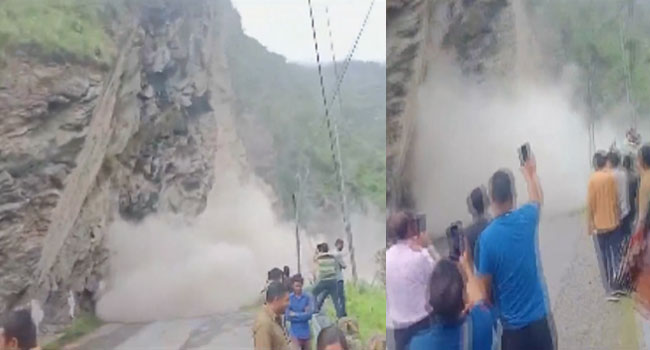 Shocking video: అకస్మాత్తుగా విరిగిపడిన కొండచరియలు.. జాతీయ రహదారిపై షాకింగ్ ఘటన!