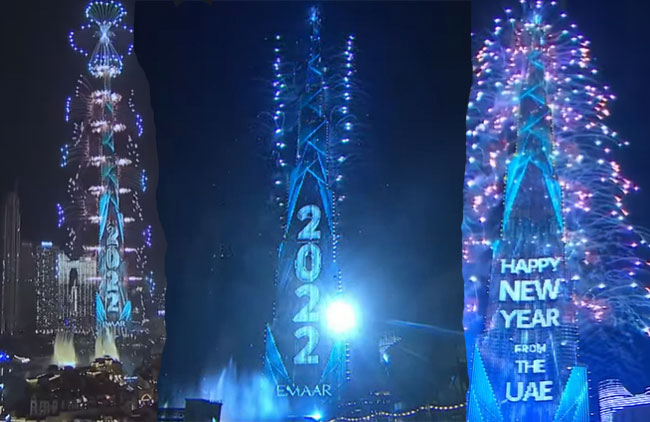 యూఏఈలో అంబరాన్నంటిన New Year వేడుకలు.. బాణసంచా వెలుగుల్లో మెరిసిపోయిన Burj Khalifa