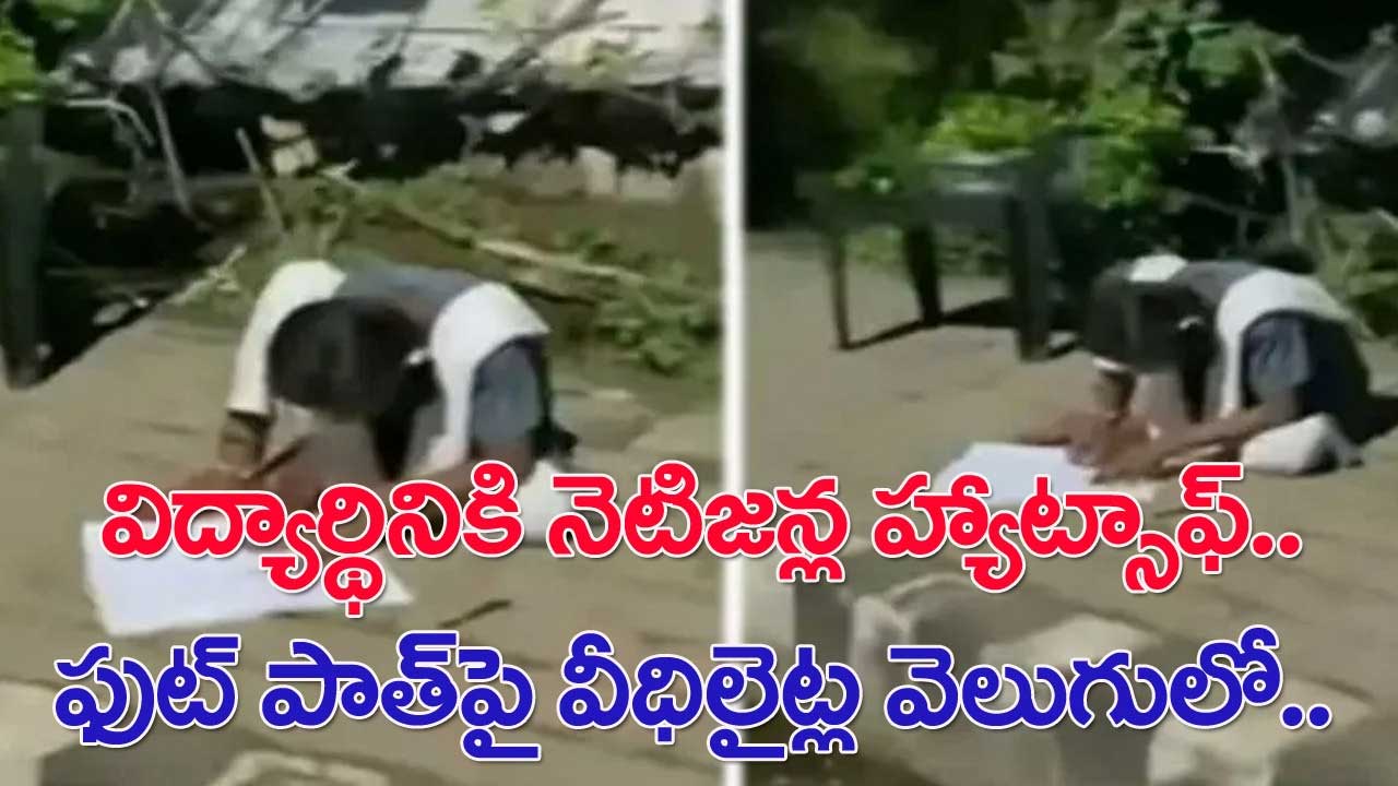 Viral Video: విద్యార్థినికి నెటిజన్ల హ్యాట్సాఫ్.. ఫుట్ పాత్‌పై వీధిలైట్ల వెలుగులో..