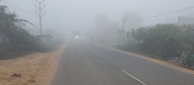 రహదారులపై పొగ మంచు పరదా