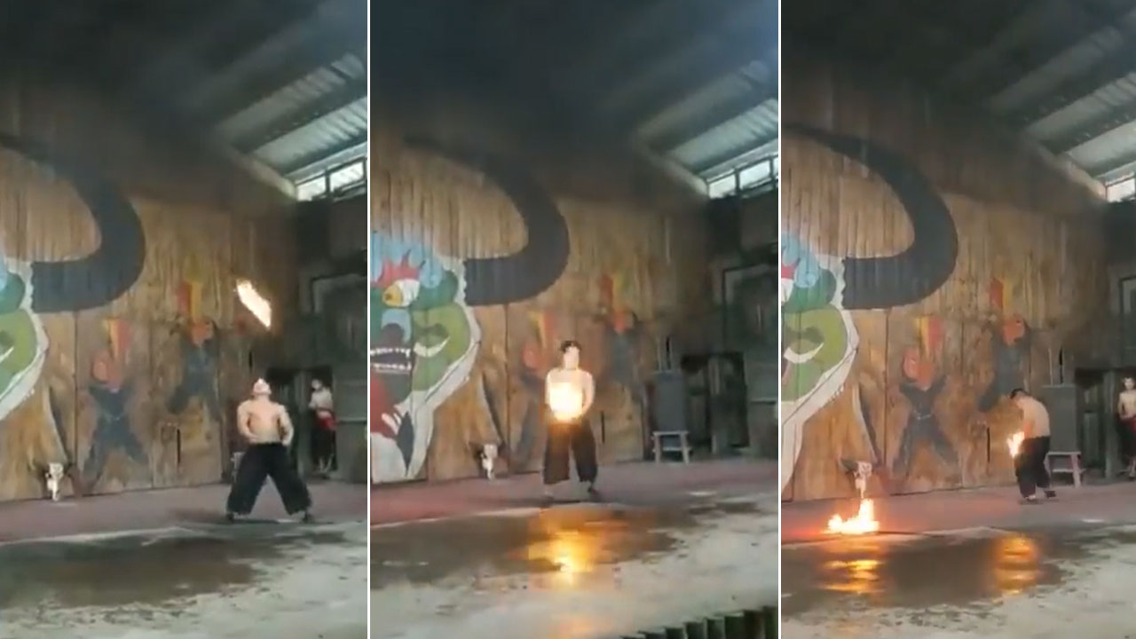 Bizarre Fire Stunt: నిప్పుతో చెలగాటం.. ఎంతటి ప్రమాదకరమో.. ఈ వీడియో చూస్తే మీరే చెబుతారు..!