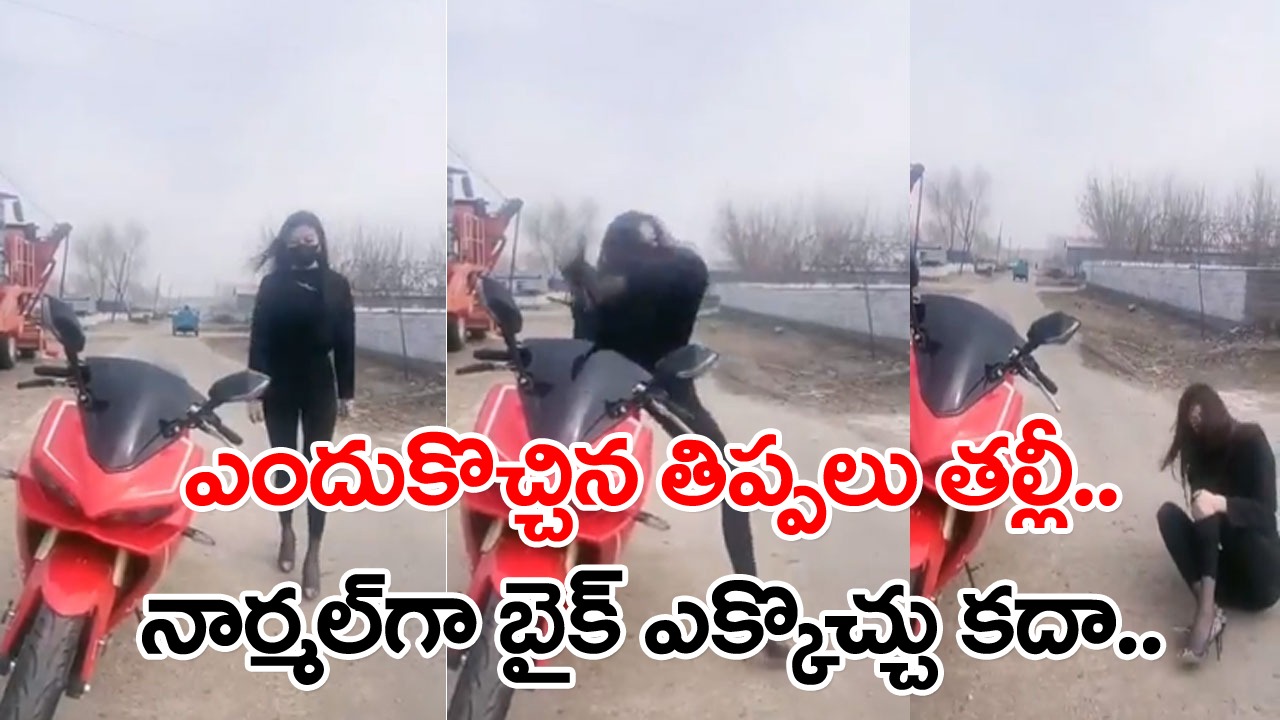 Viral Video: స్టంట్స్‌తో అందరికీ షాకిద్దామనుకుంది.. కానీ మరుక్షణంలోనే నేలపై చతికిలపడింది.. ఈ యువతి బైక్ ఎక్కబోతోంటే..!