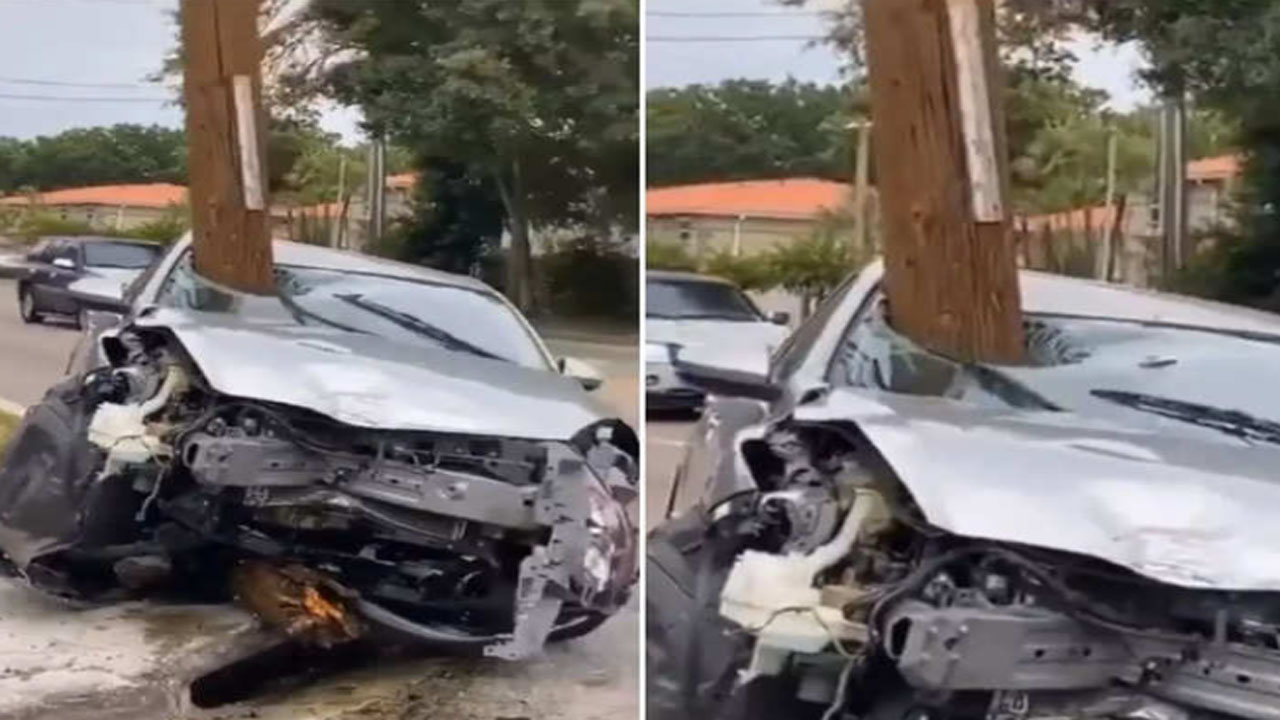 Car Accident: అమ్మ బాబోయ్.. ఇదేం యాక్సిడెంట్.. అసలు ఈ స్తంభం కారులోకి ఎలా ఇర్కుపోయిందంటూ అంతా విస్మయం..!