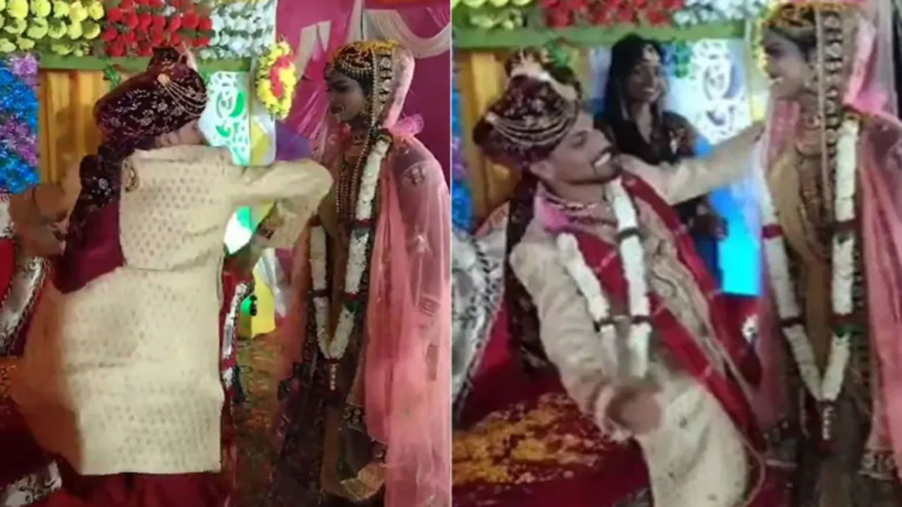 Groom Video: పెళ్లి వేదికపై ఈ వరుడి వ్యవహారం మామూలుగా లేదుగా.. వధువు మొహమాట పడుతున్నా అస్సలు ఆగడం లేదు.. చివరకు..!