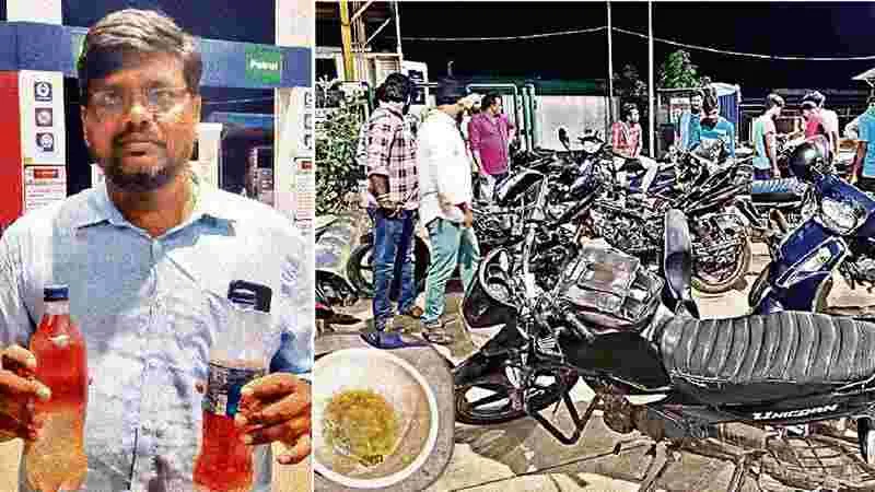 Forgery Petrol: వైసీపీ నేత బంకులో కల్తీ పెట్రోల్.. వాహనదారుల ఆందోళన..