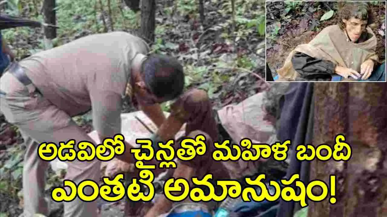 Woman Chained In Forest: ఇనుప గొలుసులతో మహిళను అడవిలో చెట్టుకు కట్టేసిన వైనం!