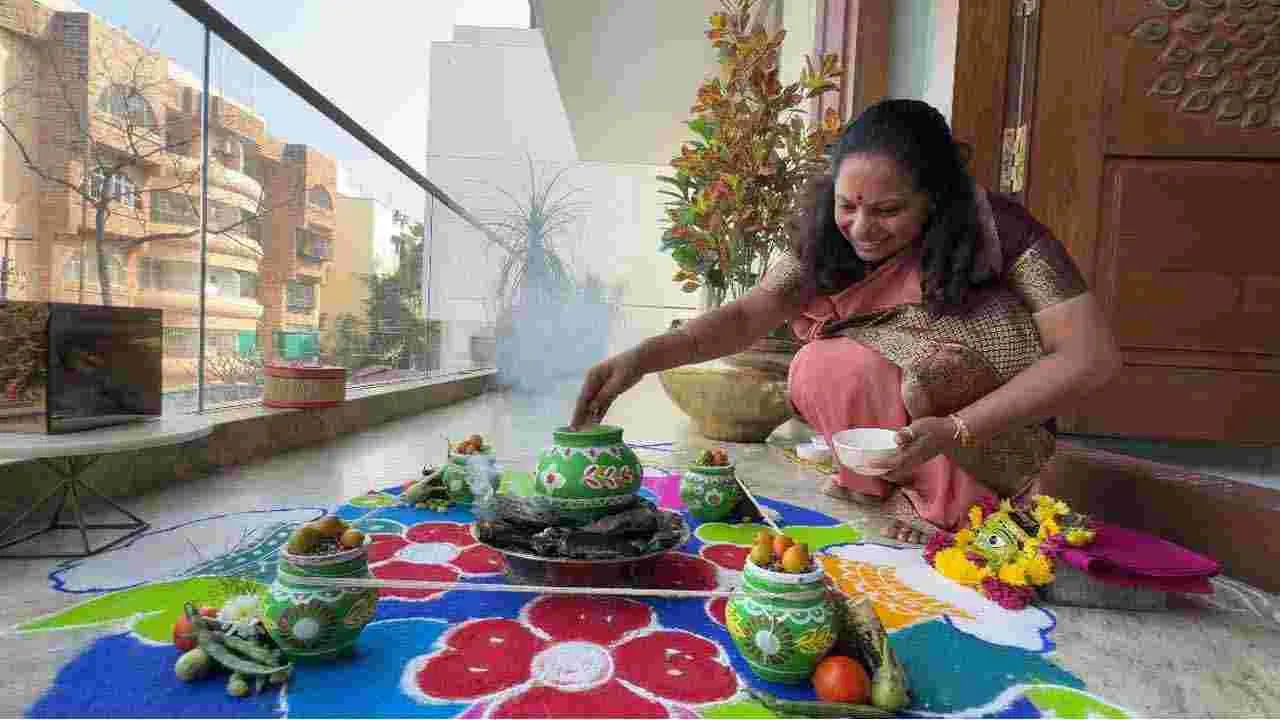 సంక్రాంతి వేడుకలను ఘనంగా జరుపుకున్న బీఆర్ఎస్ ఎమ్మెల్సీ కల్వకుంట్ల కవిత 