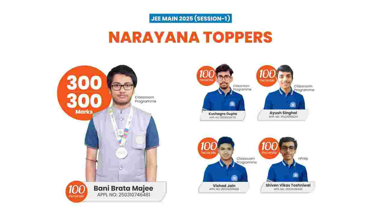 JEE 2025: జేఈఈలో నారాయణ ఆల్టైమ్ రికార్డు