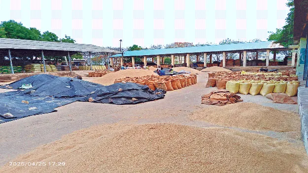 పేట యార్డుకు పోటెత్తిన ధాన్యం