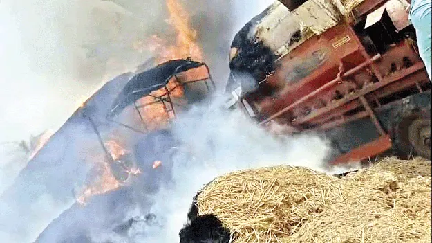 నూర్పిడి యంత్రంలో షార్ట్‌సర్క్యూట్‌