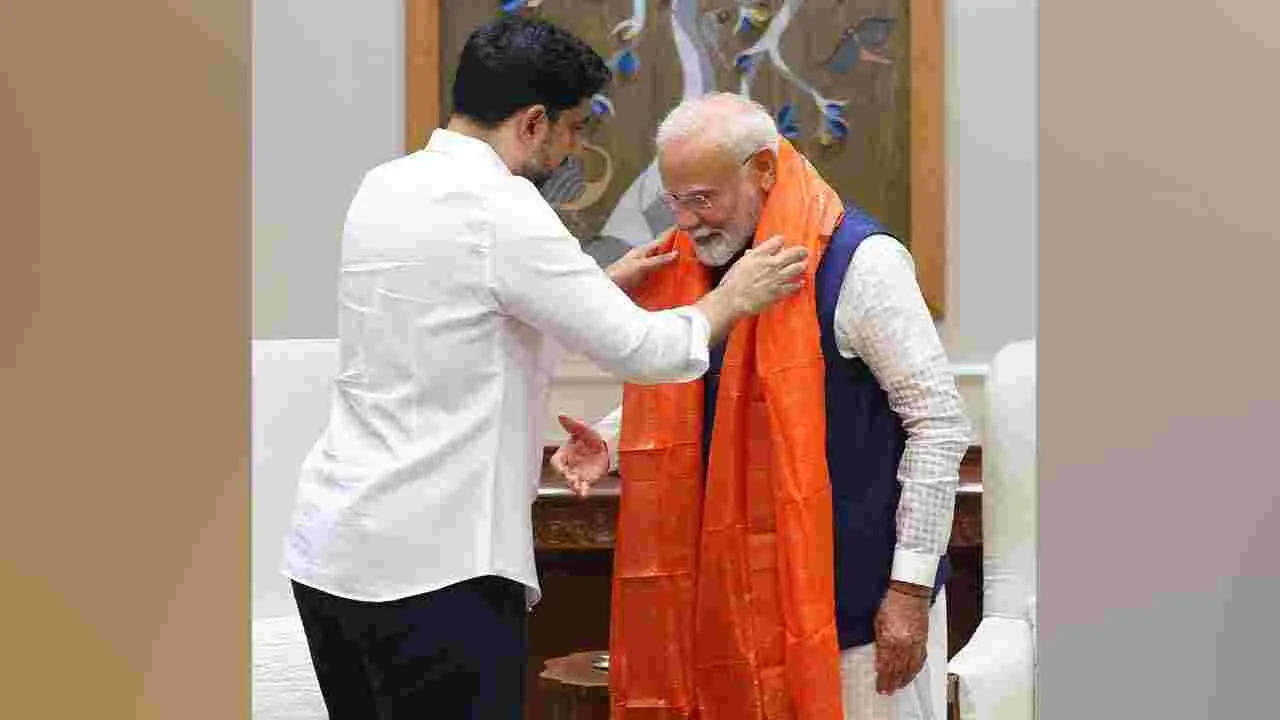 ప్రధాని నరేంద్రమోదీతో  ఏపీ మంత్రి నారా లోకేష్ భేటీ 