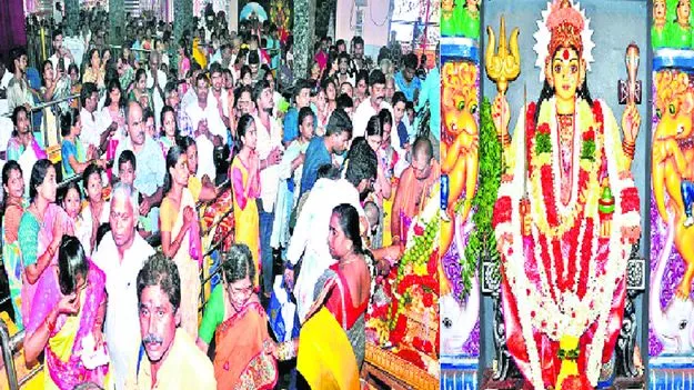 నూకాంబిక ఆలయానికి కొనసాగిన భక్తుల రద్దీ