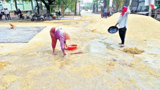 ధాన్యం ఆరబెట్టేందుకు నానా అవస్థలు