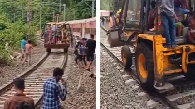 Viral Video: రైల్వే శాఖకే షాకిచ్చాడు.. రైలు పట్టాల మీద జేసీబీని ఎలా నడిపించాడో చూడండి..