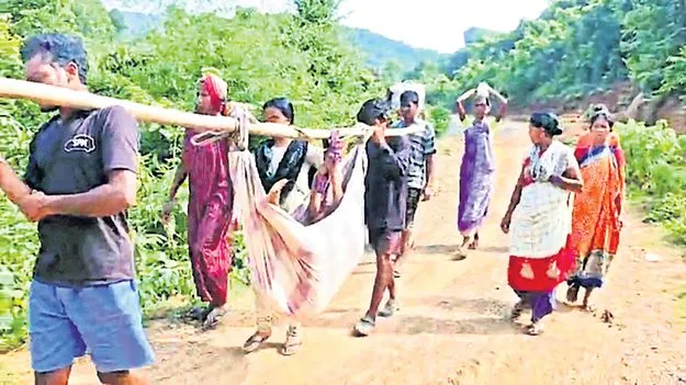 గర్భిణికి తప్పని డోలీ మోత