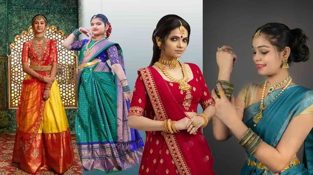 ఓణీల్లో వెలుగు నగలు