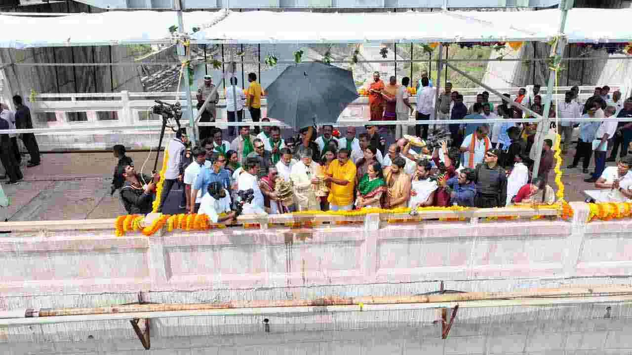AP CM Chandrababu Naidu in Srisailam: కృష్ణమ్మకు సీఎం చంద్రబాబు నాయుడు జల హారతి..