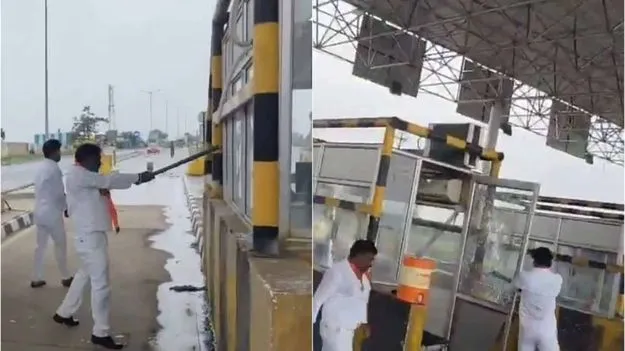 Toll Plaza Vandalism: టోల్‌ ప్లాజా విధ్వంసం.. వీడియో వైరల్