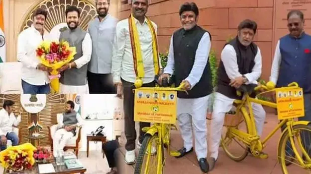 MLA Balakrishna: పార్లమెంట్ ఆవరణలో సైకిల్ ఎక్కిన నటసింహం..