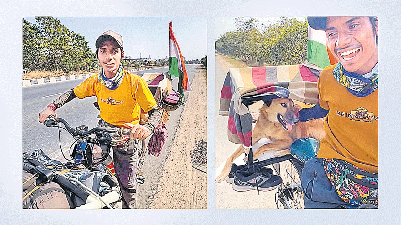 సైకిల్‌పై తన పెట్‌తో 12 వేల కిలోమీటర్ల టూర్‌..