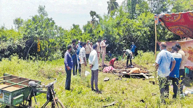 పూడ్చిపెట్టిన మృతదేహం వెలికితీత