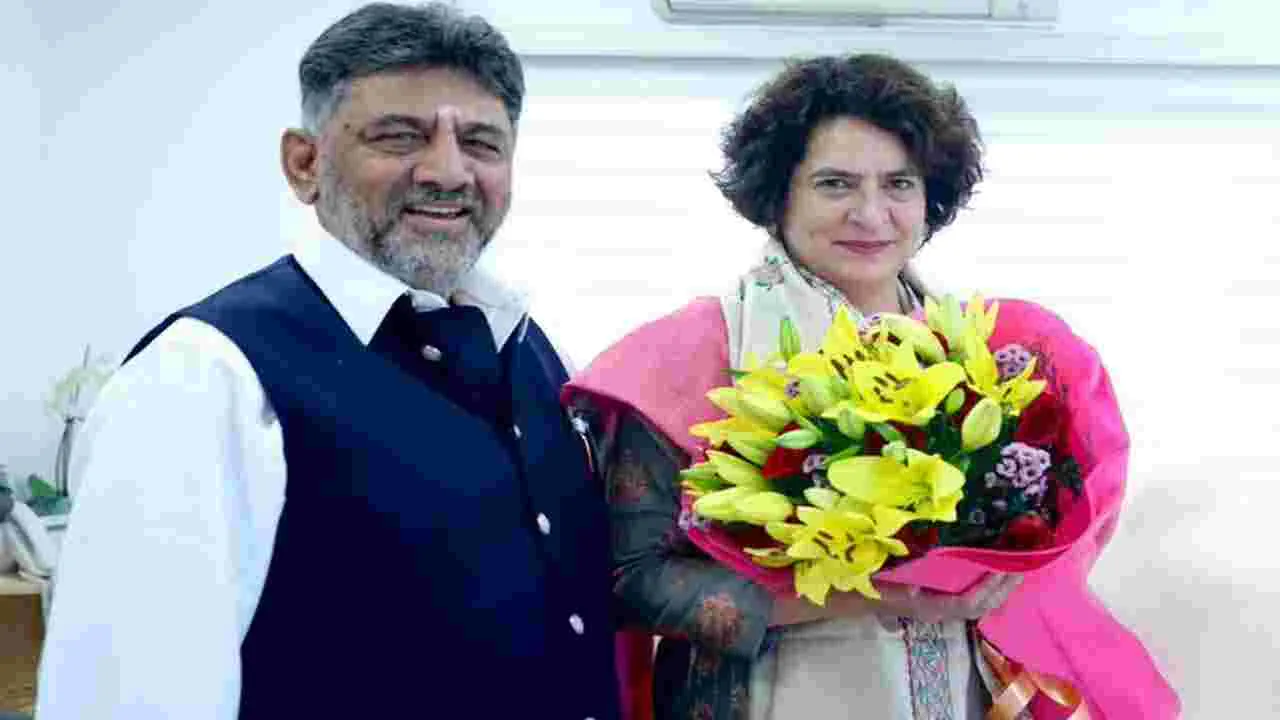 DK Shivakumar: సీఎం మార్పు ఊహాగానాలు... ప్రియాంకను కలిసిన డీకే
