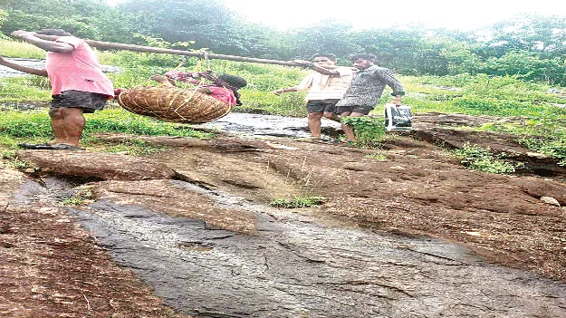 Carried in a Doli...  డోలీ కట్టి.. 5 కిలోమీటర్లు నడిచి..