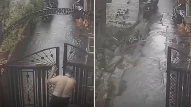 Shocking Video: వామ్మో.. కళ్లెదురుగానే విచిత్రం.. క్షణాల్లో గేటు ఎలా మాయమైందో చూడండి.. 