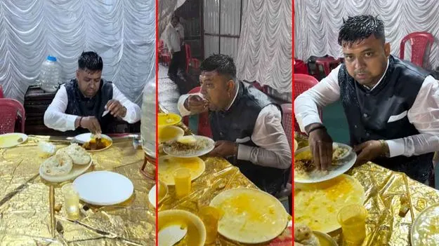 Funny Viral Video: కడుపు నిండే వరకూ కదిలేదే లేదు.. వర్షంలో ఇతడి నిర్వాకం చూస్తే..