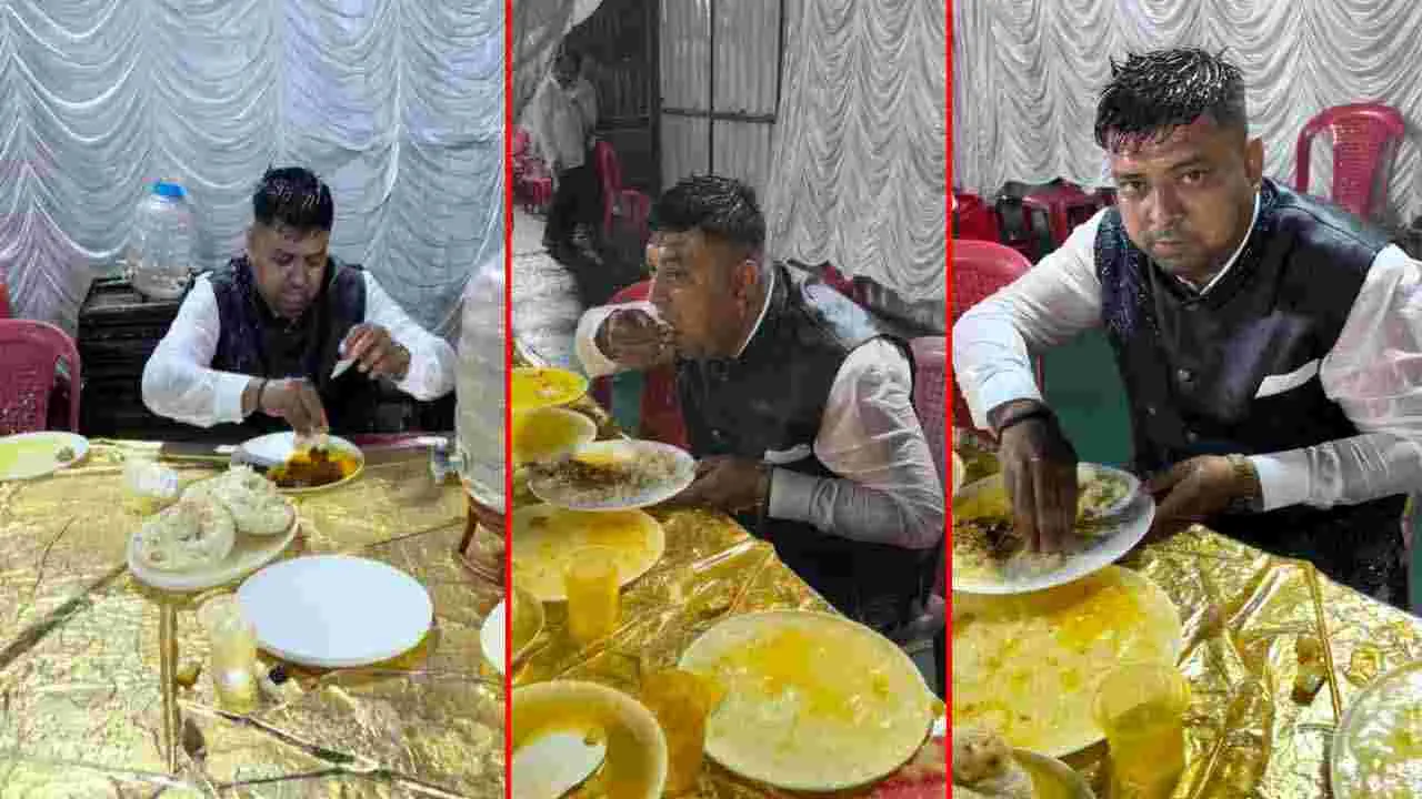Funny Viral Video: కడుపు నిండే వరకూ కదిలేదే లేదు..  వర్షంలో ఇతడి నిర్వాకం చూస్తే..