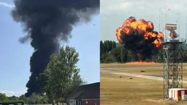 London plane crash: గాల్లోకి ఎగిరిన కాసేపటికే కుప్పకూలిన విమానం