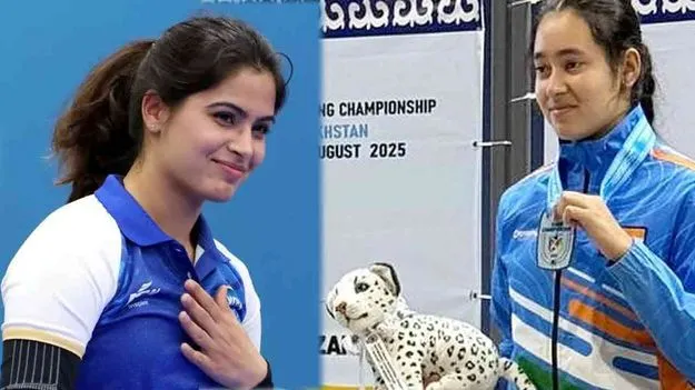 Asian Shooting Championship: రష్మికకు స్వర్ణం మనుకు కాంస్యం