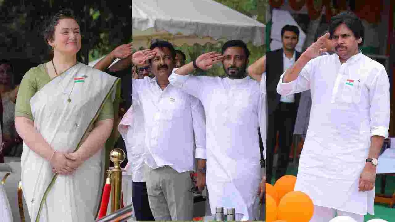 Pawan Kalyan :  కాకినాడలో జాతీయ జెండా ఎగురవేసిన డిప్యూటీ సీఎం పవన్‌ కళ్యాణ్‌