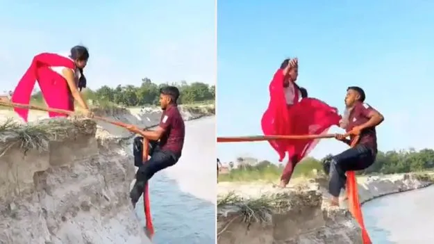 Viral Video: పిచ్చికి కూడా ఓ హద్దుండాలి భయ్యా.. రీల్ కోసం ఓ జంట ఎలాంటి పిచ్చి పని చేసిందో చూడండి.. 