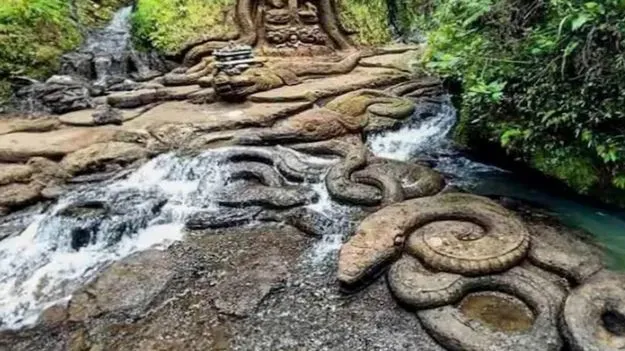 Snake waterfall: వామ్మో.. వీడియో చూస్తే షాకవ్వాల్సిందే.. ఆ జలపాతం దగ్గర రాళ్లను చూస్తే..