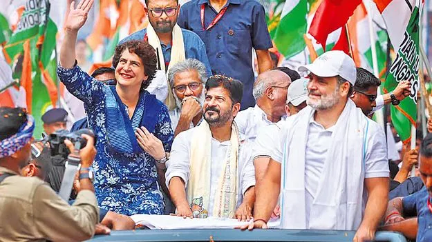Voter Rights Yatra: రాహుల్‌.. ప్రియాంక..  మధ్యలో రేవంత్‌!
