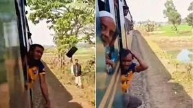 Train reel video: రీల్ కోసం సాహసం.. కదులుతున్న రైలుకు వెలాడుతూ వీడియో తీస్తుంటే.. షాక్..