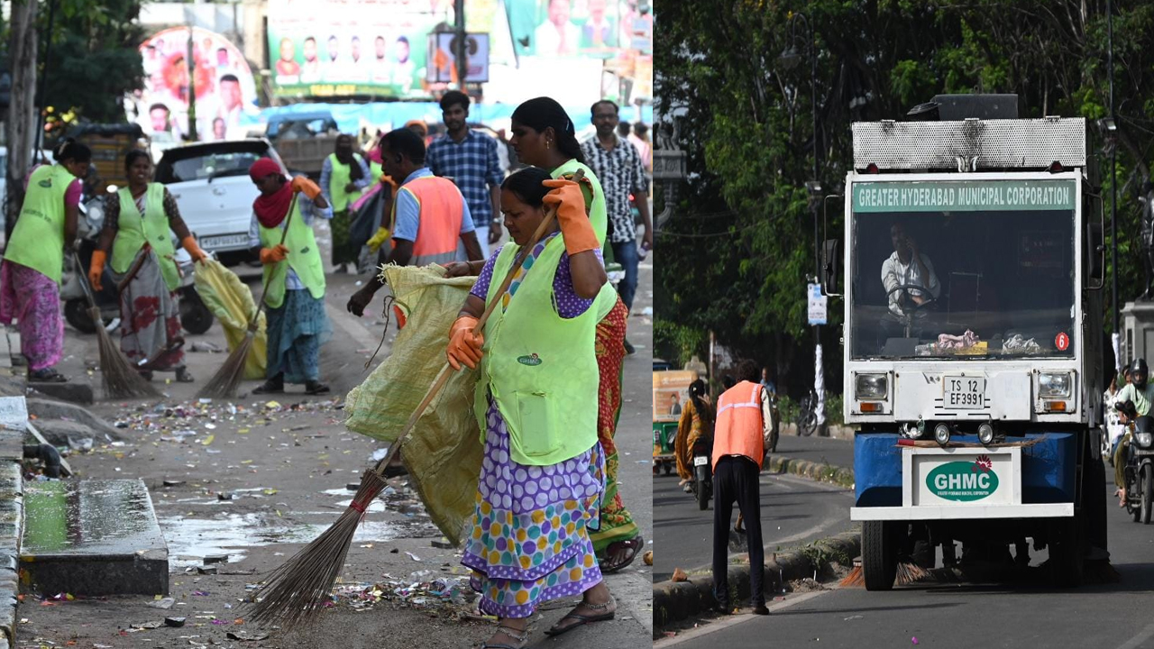 GHMC: నిమజ్జనం పూర్తి.. రంగంలోకి దిగిన జీహెచ్ఎంసీ సిబ్బంది