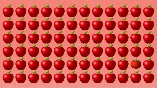 Optical Illusion Test: మీ తెలివికి పరీక్ష.. ఈ యాపిల్స్ మధ్యలో టమాటో ఎక్కడుందో 7 సెకెన్లలో కనిపెట్టండి..