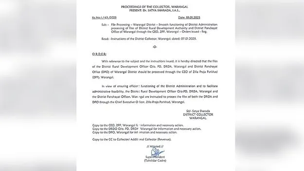 District Collector Order: షాడో కలెక్టర్‌గా జడ్పీ సీఈవో!