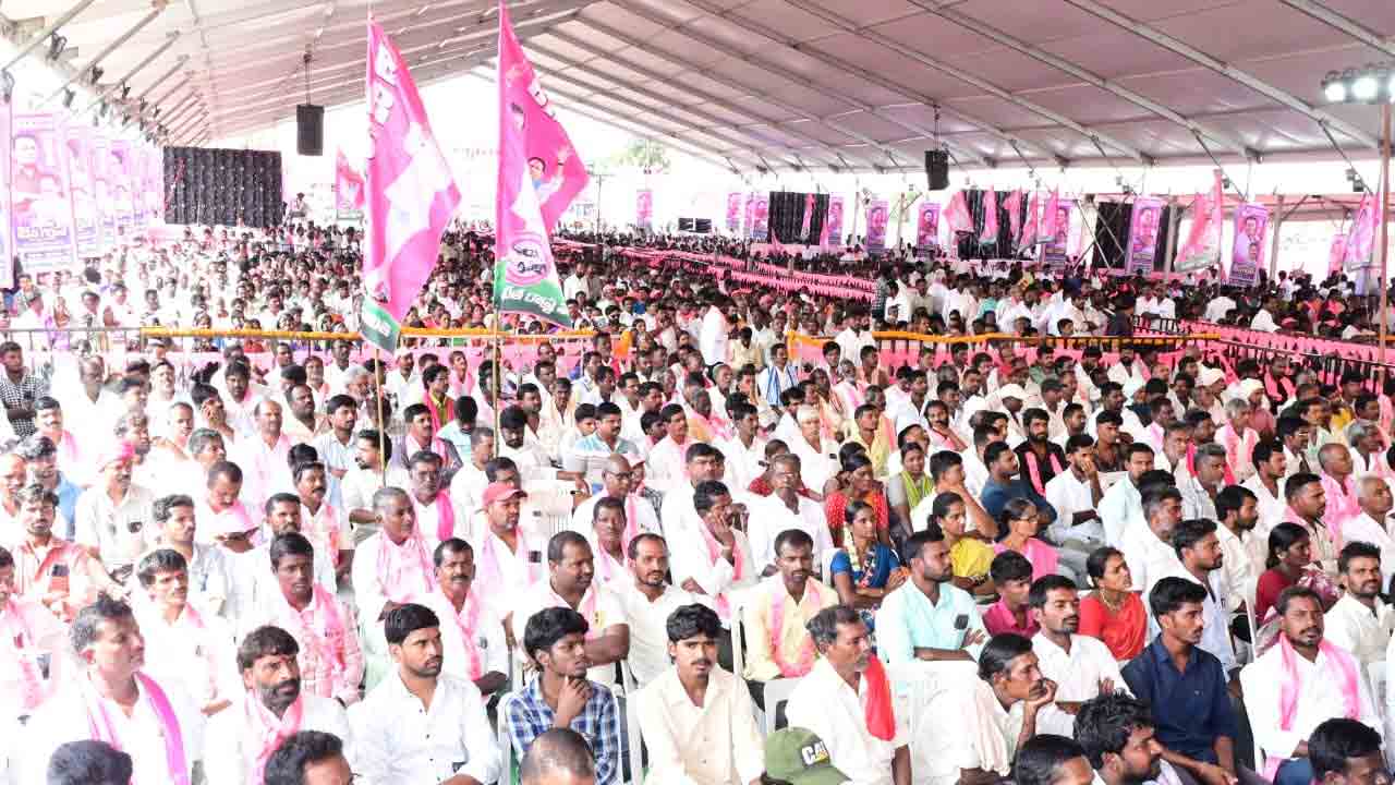 Achampet Praja Garjana: అచ్చంపేటలో కేటీఆర్ ప్రజా గర్జన సభ.. భారీగా తరలివచ్చిన జనం..