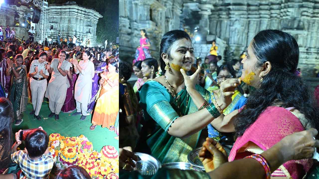 Warangal Veerabhadra Temple : వేయిస్తంభాల ఆలయంలో ప్రారంభమైన బతుకమ్మ సంబరాలు