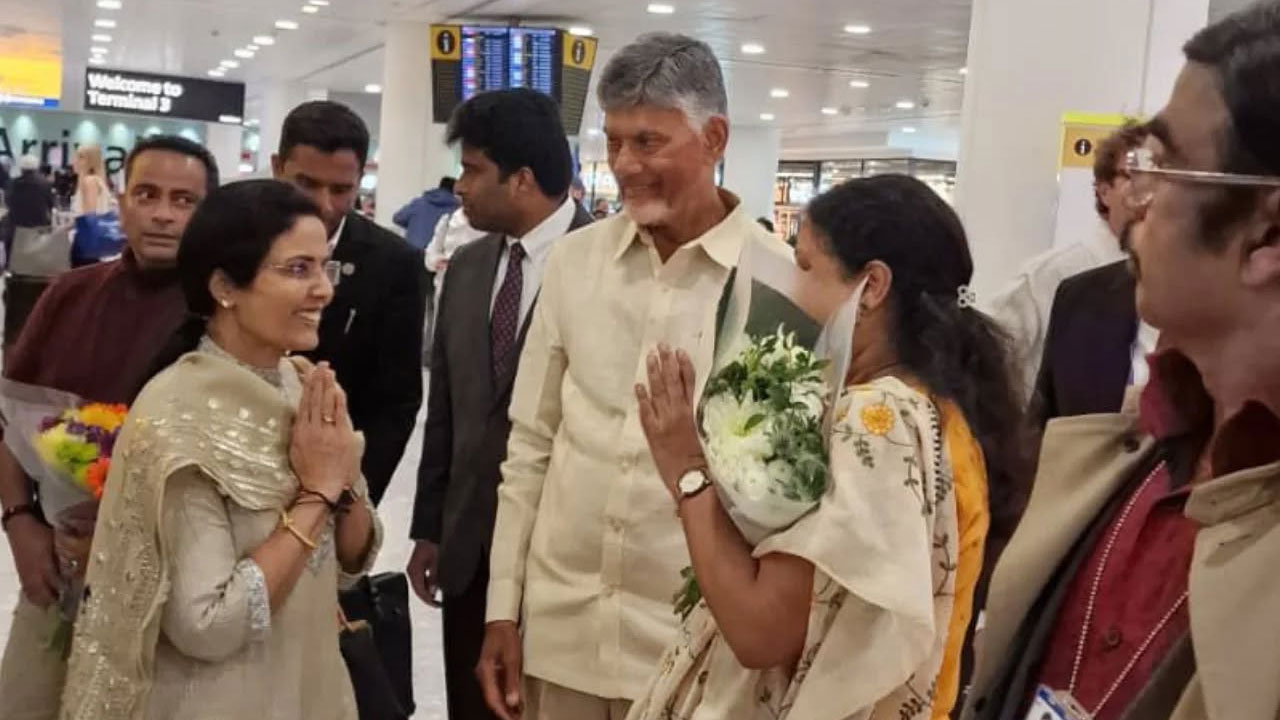 CM Chandrababu: ఏపీ సీఎం చంద్రబాబు దంపతులకి లండన్‌లో ఘన స్వాగతం
