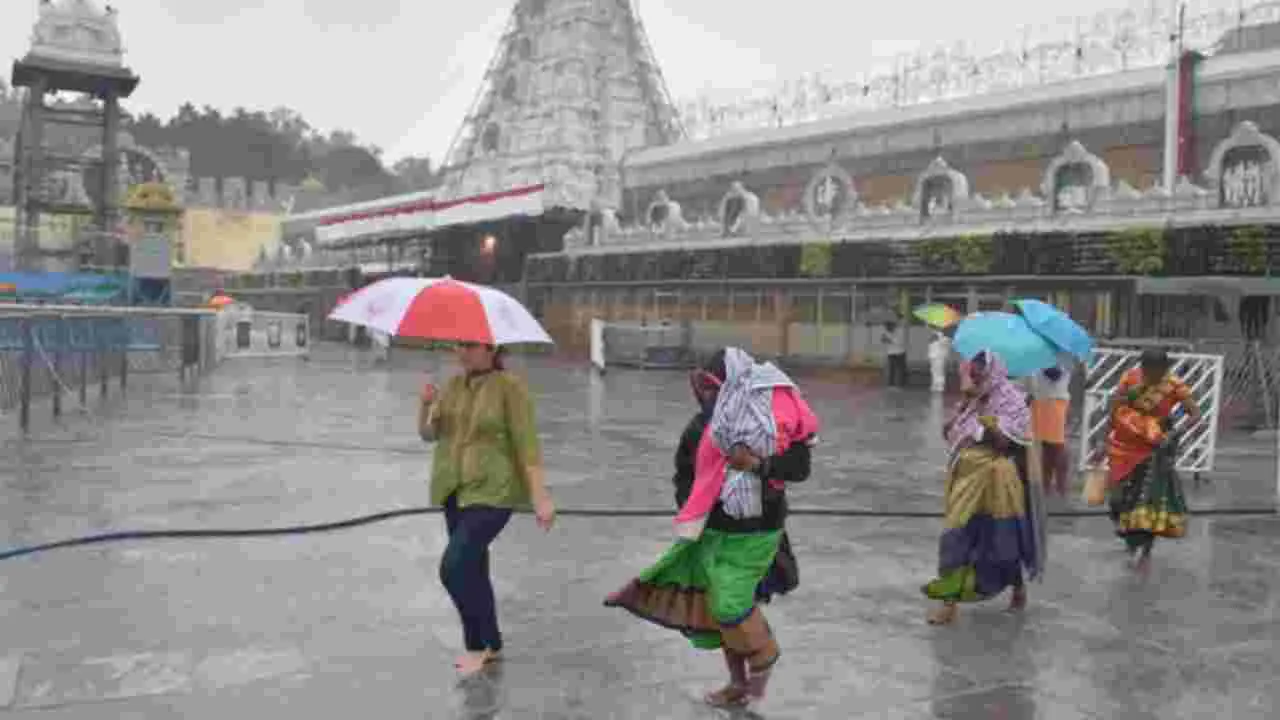 Tirumala: మొంథా తుఫాన్‌ ఎఫెక్ట్.. తిరుమలలో ముసురు