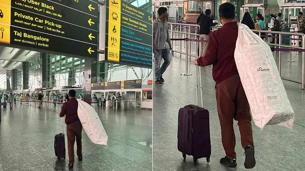 Bengaluru Airport Chaos: ఇండిగో సంక్షోభం.. ఎయిర్‌పోర్టులకు పరుపుతో వెళుతున్న ప్రయాణీకులు.. 