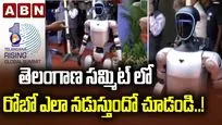 తెలంగాణ సమ్మిట్లో సందడి చేస్తున్న రోబో.. ఎలా నడుస్తుందో చూడండి..!