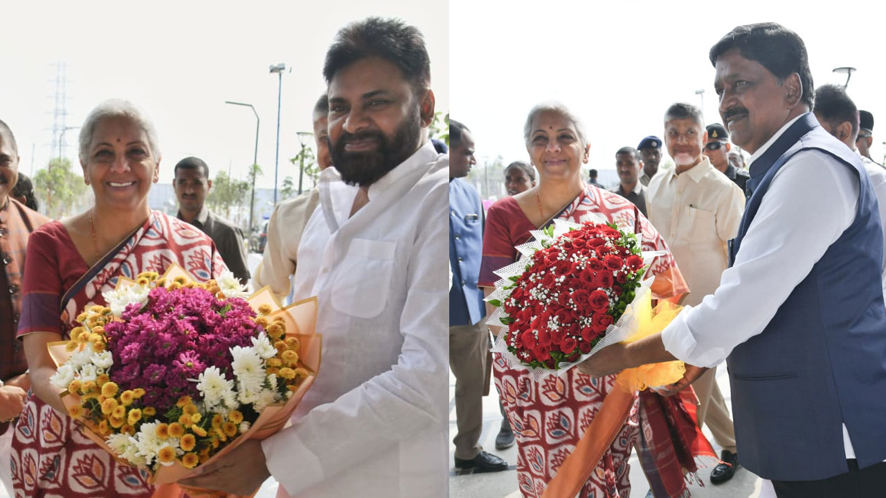 Nirmala Sitharaman: సీఆర్డీఏ కార్యాలయానికి కేంద్రమంత్రి నిర్మలా సీతారామన్.. సీఎం స్వాగతం
