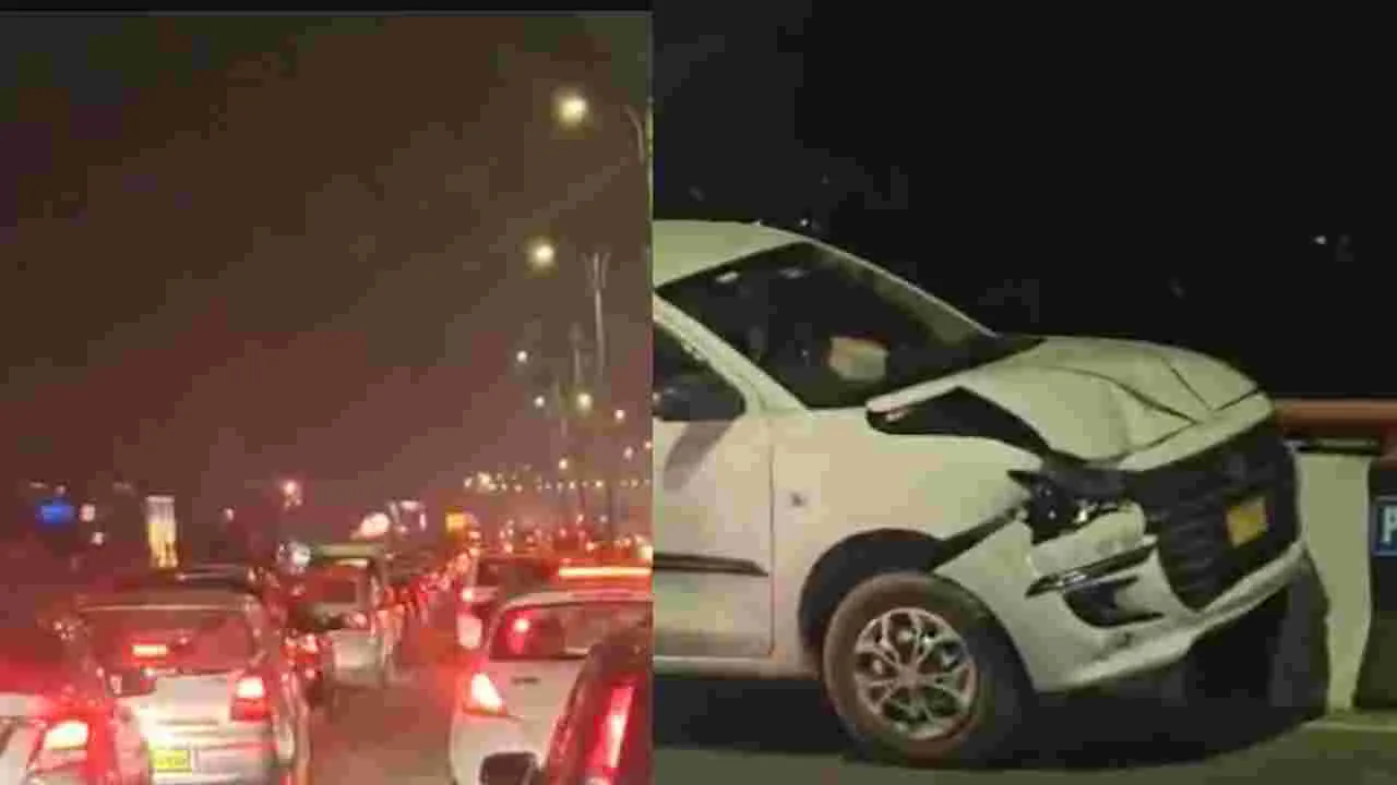 PV Express Highway: పీవీ ఎక్స్‌ప్రెస్‌ హైవేపై రోడ్డు ప్రమాదం.. భారీగా ట్రాఫిక్ జామ్