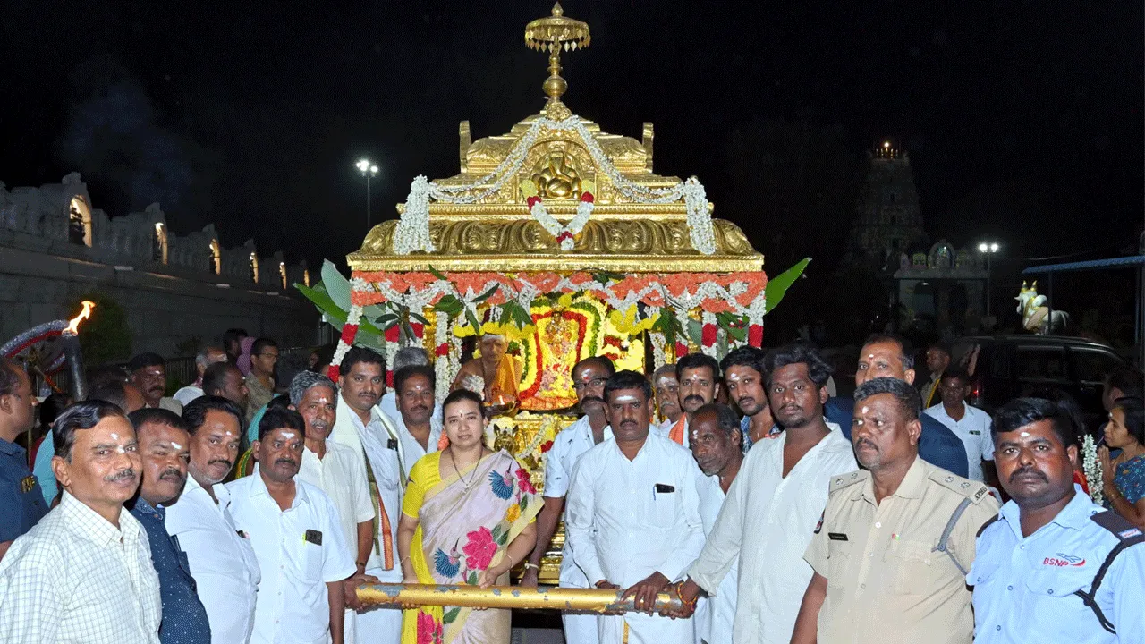 స్వర్ణ రథంపై విహరించిన వరసిద్ధుడు