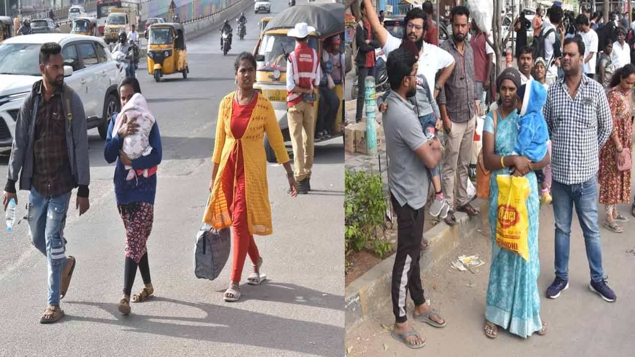 సంక్రాంతి సెలవులు... ఊర్లకు వెళుతున్న నగర వాసులు